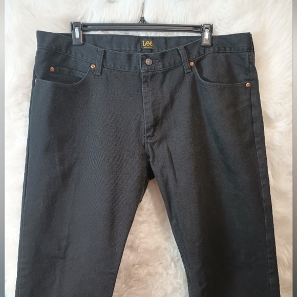 Lee Regular Fit Black Denim Straight Leg Jean Size 42x29 - Picture 4 of 12